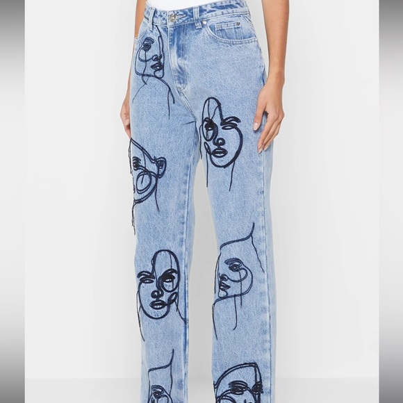 Line Art Boyfriend Jeans - Mid Blue - Picture 6 of 13